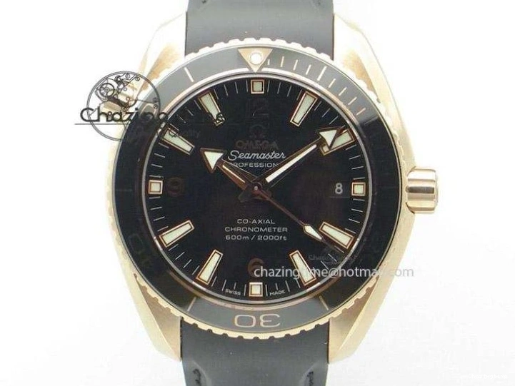 0214 Sporty Globemaster Master Chronometer SS RG V6F Best Edition Black Dial On Brown Leather Strap A 8270